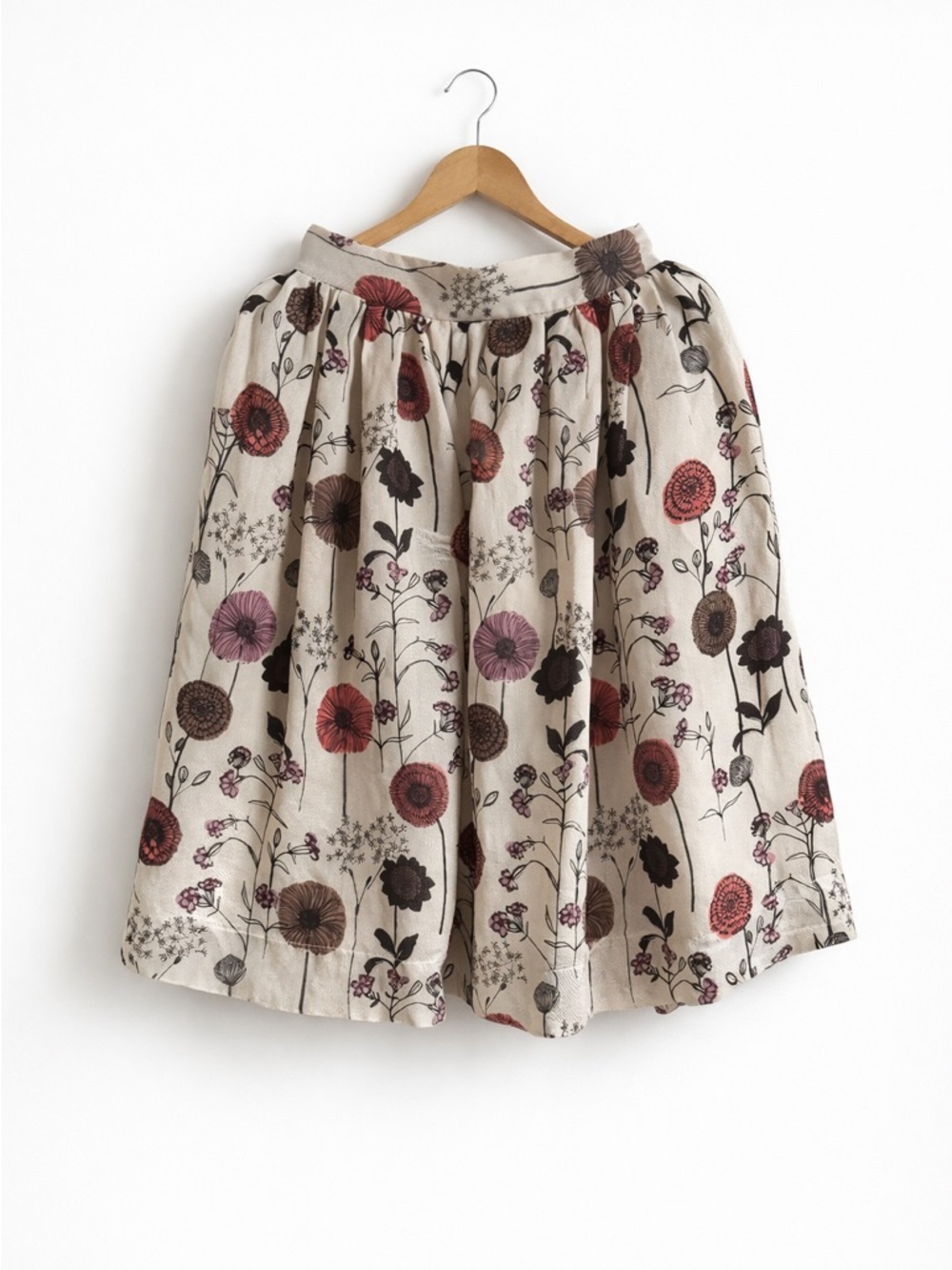 Jill Stuart Floral Print Cream Skirt Size 6 Silk